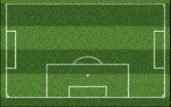 Minimum field with safety margin, 18 by 11 metres, half-pitch with one penalty area